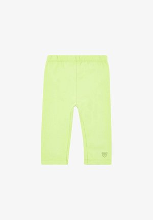 Pantalones ajustados de color verde claro hechos de un material suave, con una cintura elástica y un pequeño logo bordado de oso en la pierna inferior.