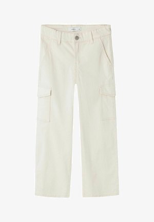 Krem hlače s funkcionalnim krojem, s dvije bočne džepove, dodatnim džepovima i zatvaranjem na gumb. Izrađene od pamučne mješavine.