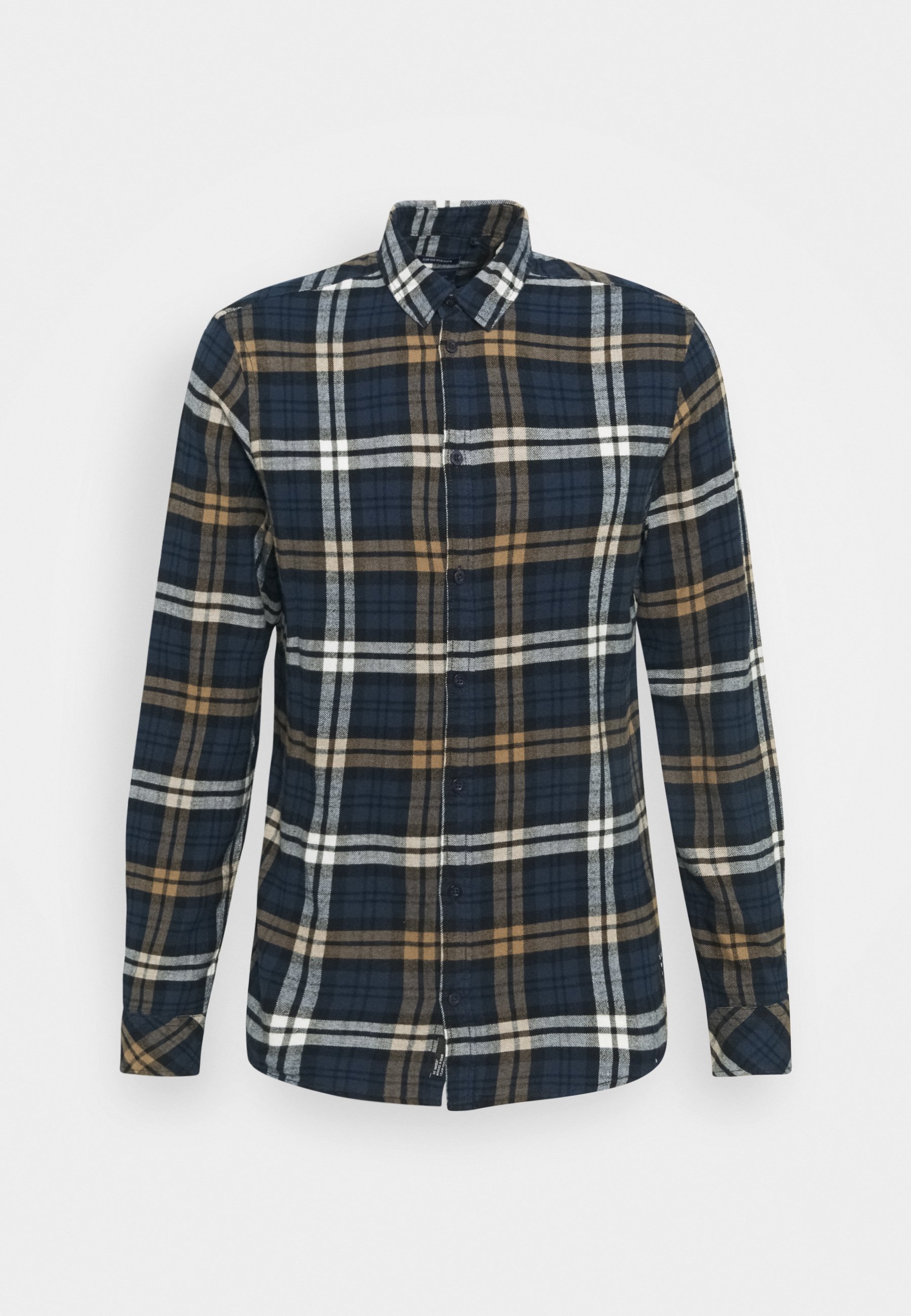 Chemise col français en lin et coton à rayures marine