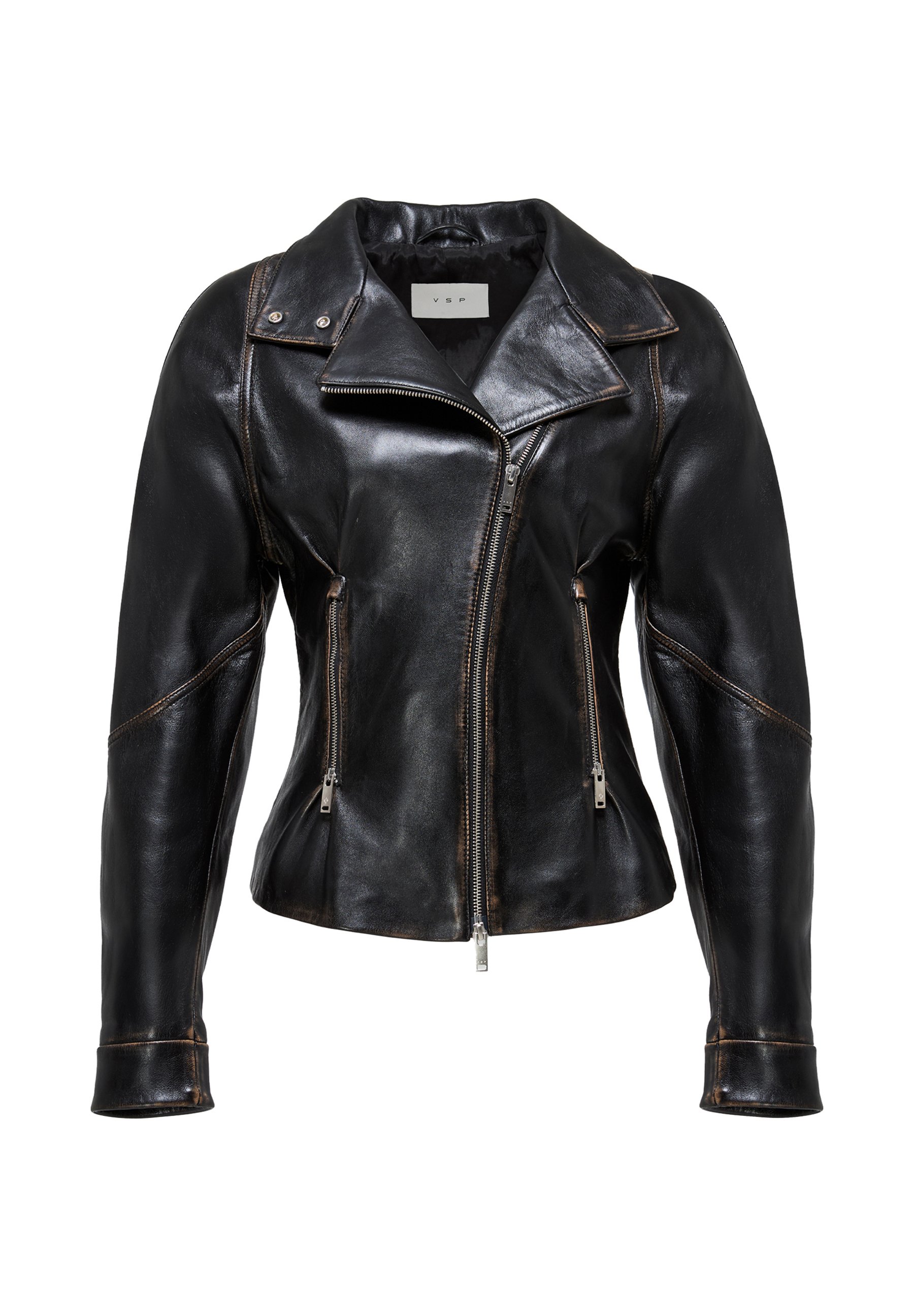 Plus Size Faux Leather Jacket For Women – Zip Up Long Sleeve Lapel