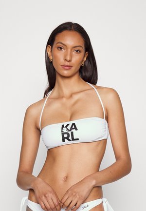 PRINTED LOGO BANDEAU - Bikini top - white