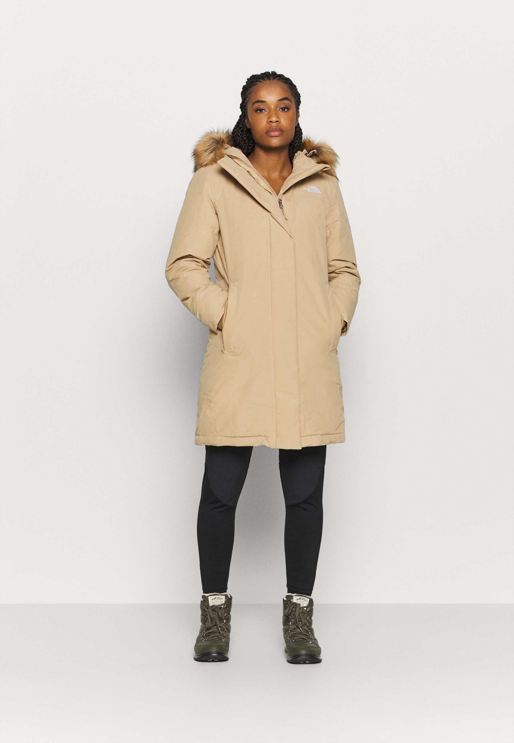 north face beige parka