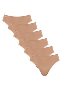 Beige katoenen ondergoed set van zes, met een gladde textuur, een middelhoog ontwerp en logodetail op de tailleband.