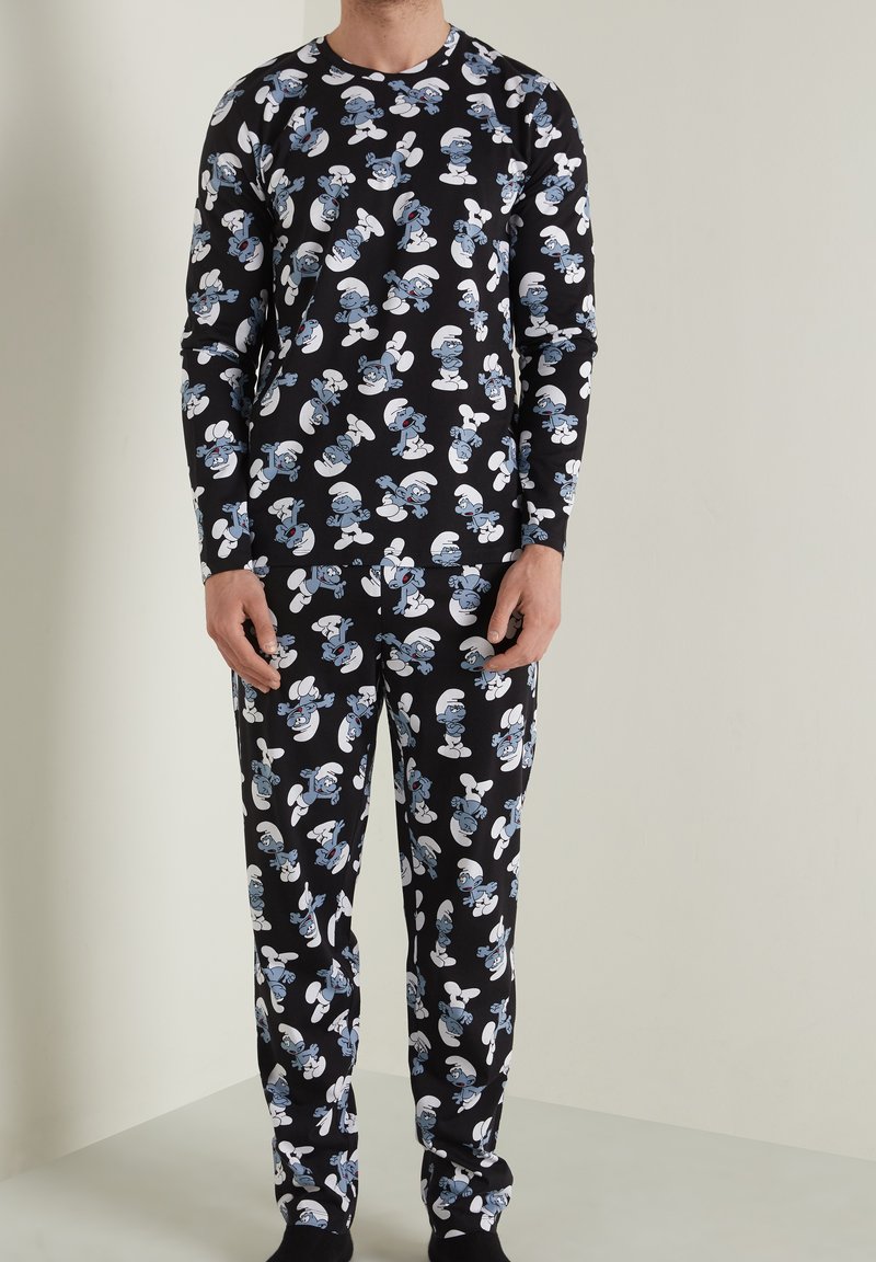 Herren Pyjamas | Tezenis SET Nachtwäsche Set schwarz black smurfs print/schwarz meliert - GJ75695 Herren Pyjamas | Tezenis SET Nachtwäsche Set schwarz black smurfs print/schwarz meliert - GJ75695