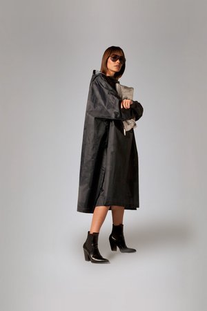 RAINKISS, BACK TO BLACK ART CAMO - RAIN PONCHO-BLACK-ONE SIZE UNISEX - Parka - black