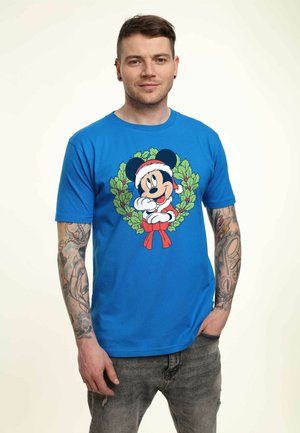 MICKEY & FRIENDS MICKEY CHRISTMAS WREATH UNISEX - Print T-shirt - bright blue