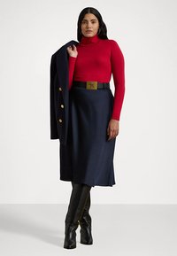 Lauren Ralph Lauren Woman SATIN CHARMEUSE MIDI SKIRT - A-vonalú szoknya - lauren navy