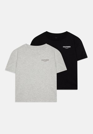 UNISEX 2 PACK - T-shirt med print - light grey/black