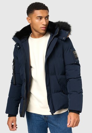 Winterjas - mottled dark blue