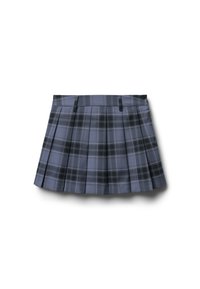 Gonna plissettata a quadri in tonalità di grigio, caratterizzata da un design strutturato con una vita piatta e numerosi pieghe nette per un tocco di texture in più.