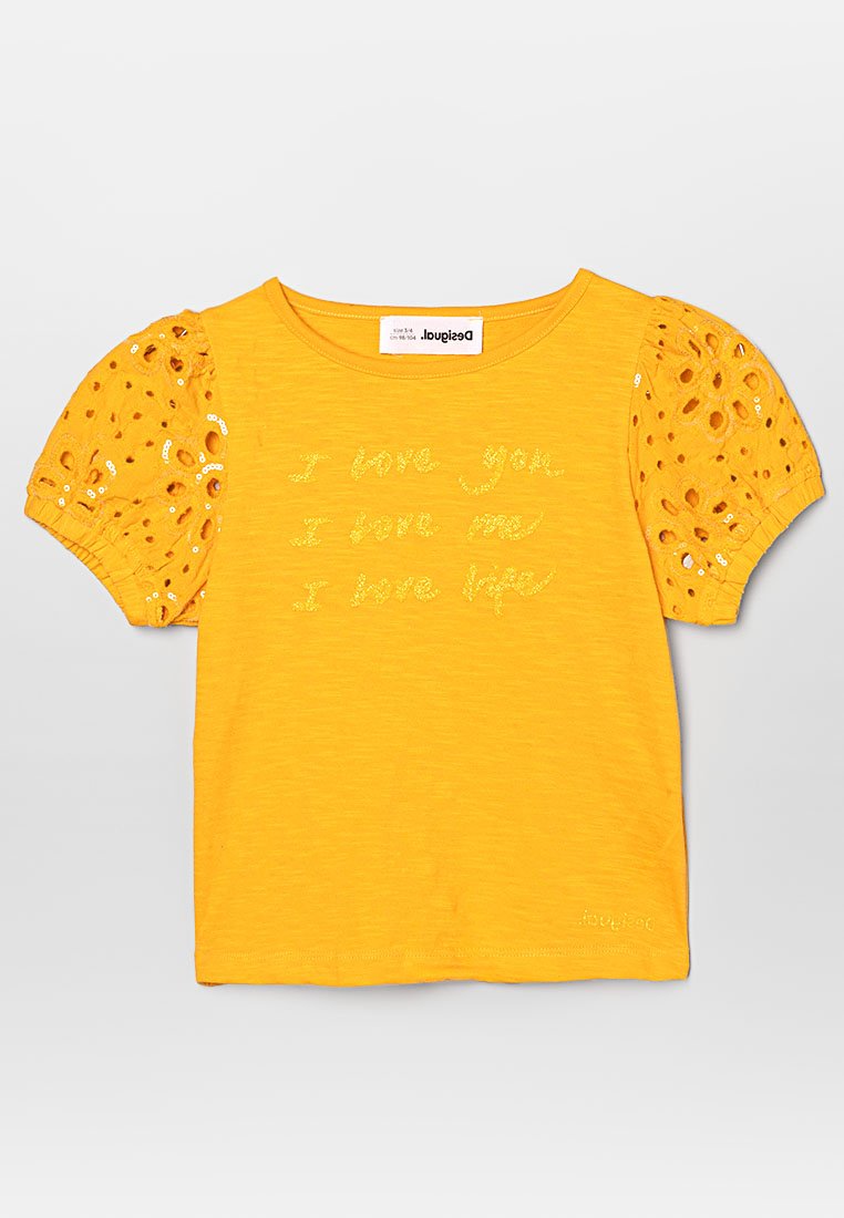 Desigual T-shirt print geel