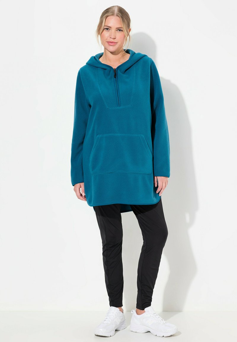 Ulla Popken HOODED NECK - Fleecetrøjer - dark petrol