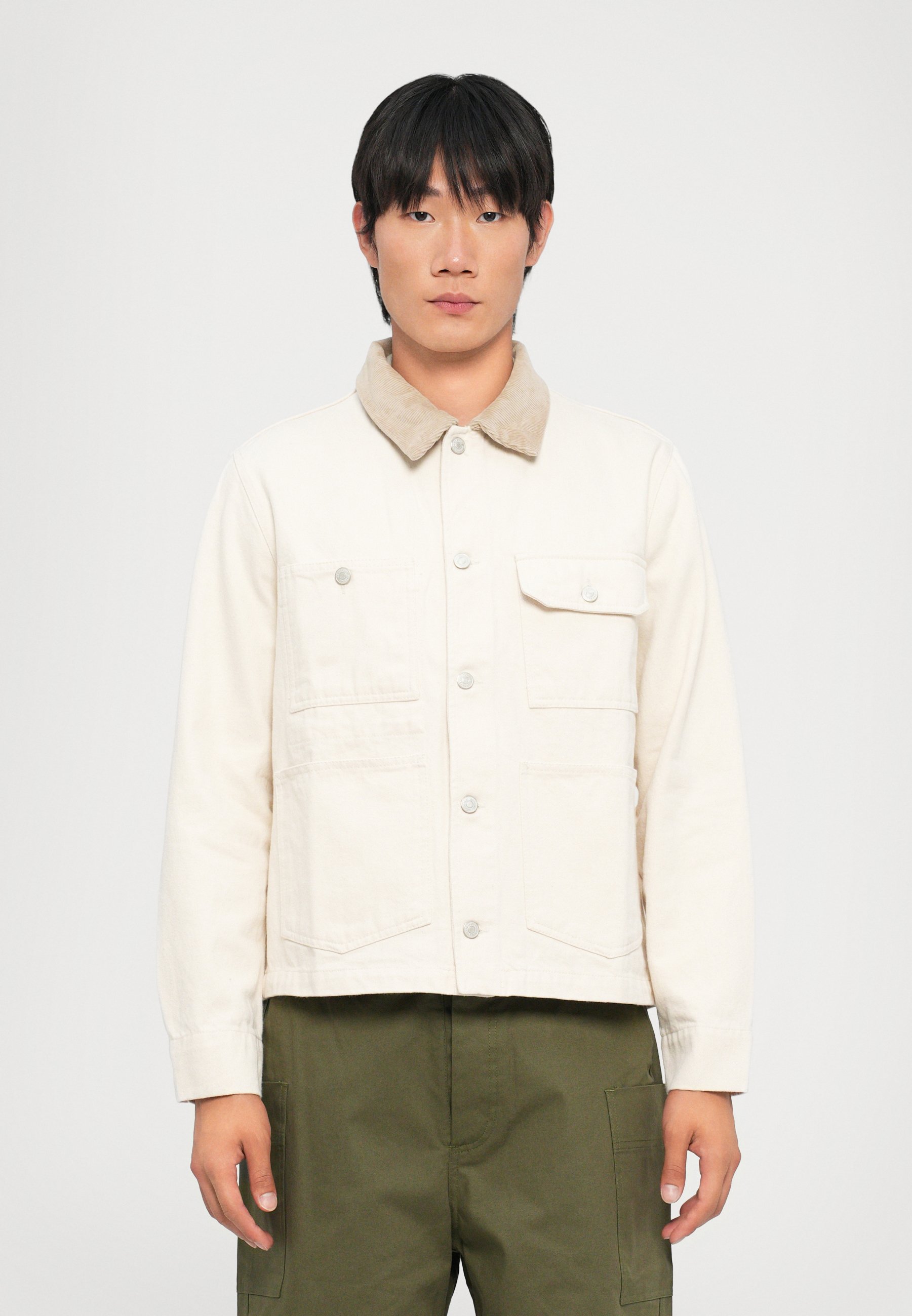 OFFICINE GENERALE ELVIR - Denim jacket - ecru/beige - Zalando.co.uk