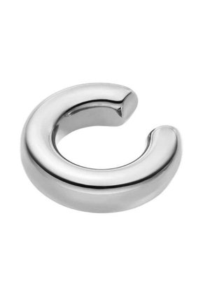 Dicker, glänzender Silbermetallring mit offenem Spalt, glatter Oberfläche und abgerundeten Kanten vor weißem Hintergrund.