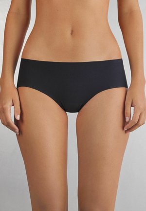 Zwarte naadloze hipsterondergoed met een gladde afwerking, laag model en geen zichtbare naden voor een schone en minimalistische uitstraling.