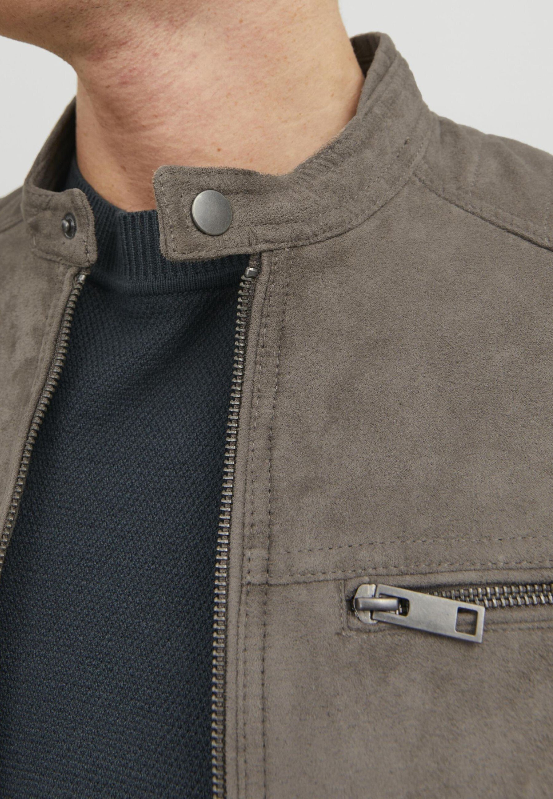 Jack & Jones EROCKY BIKER REGULAR FIT - Faux leather jacket - dark 