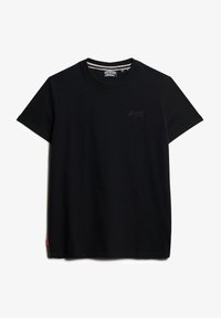 Zwart T-shirt met korte mouwen van katoen, met een ronde hals en subtiele logo-details op de borst, met een rechte snit aan de onderkant.