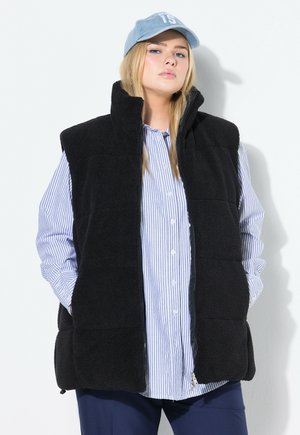 WENDE LOOSE SHAPE, GLATTES WEB/TEDDYPLÜSCH - Bodywarmer - black