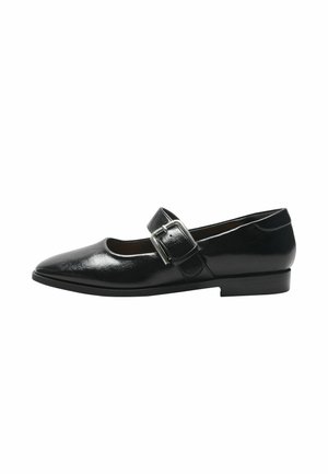 Friends Like These, FAUX LEATHER SQUARE TOE BUCKLE MARY JANE FLAT SHOES - Ankle strap ballerina shoes - black