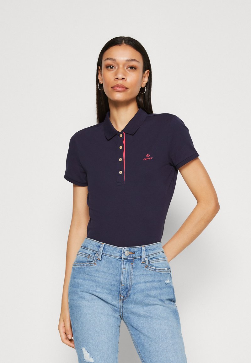 GANT CONTRAST COLLAR Polo shirt evening blue/dark blue Zalando.co.uk