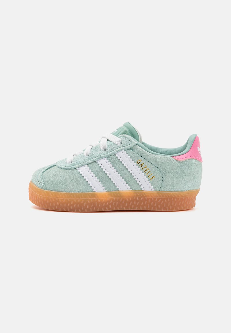 adidas Originals GAZELLE COMFORT CLOSURE ELASTIC LACES KIDS - Športni copati - hazy green/footwear white/bliss pink