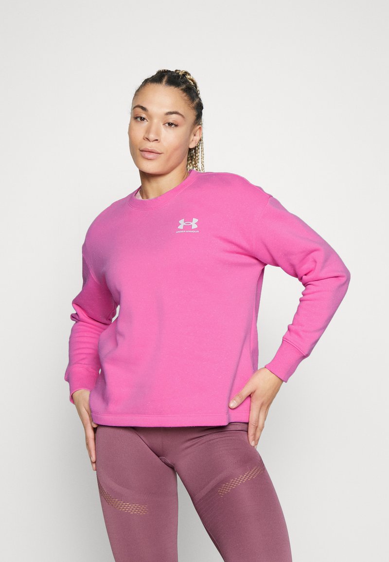 Under Armour RIVAL CREW Sweatshirt pink edge / white / white/rose
