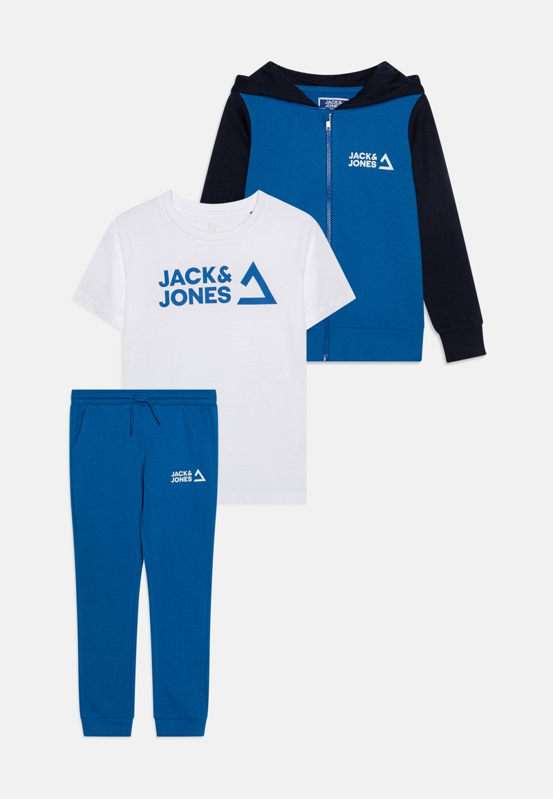 Jack & Jones Junior JJKAI ZIP HOOD SET - Užtrauktuku užsegamas treningas - nautical blue/white