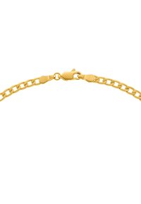 Braccialetto in catena color oro con anelli intrecciati, una superficie liscia e una chiusura sicura a moschettone.