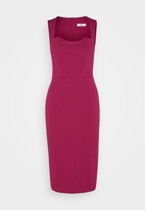 WAL G., JAYDE CURVE NECK MIDI - Pouzdrové šaty - magenta