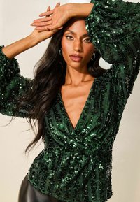 Lipsy REGULAR FIT - SEQUIN WRAP - Blūze - green