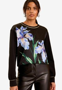 Sweater - black foral satin front