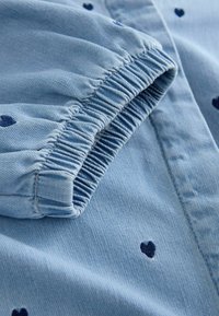 HEART EMBROIDERED V-NECK PUFF SLEEVE  - Blúz - dark blue