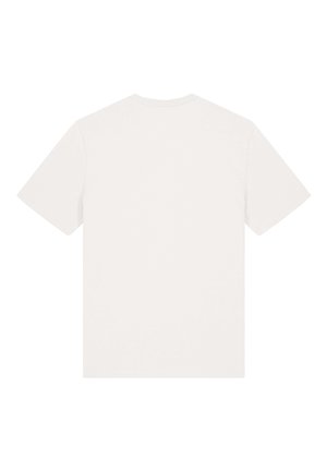 T-shirt blanc uni à manches courtes, vu de dos, avec un col rond et sans motif ni texte visible.