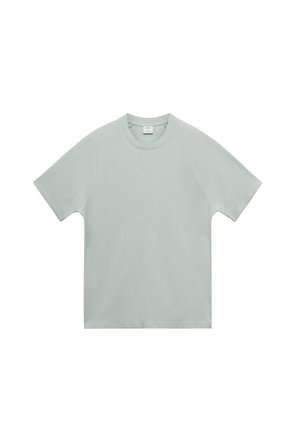 Světle zelené tričko s krátkým rukávem, kulatým výstřihem a raglánovými rukávy. Vyrobeno z měkké tkaniny, s jednoduchým, nezdobeným designem.