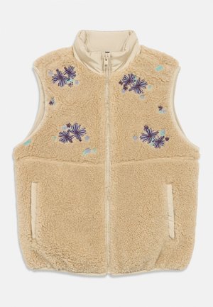 FLORAL EMBROIDERY RELAXED TEDDY GILET - Vesta - gulf sand