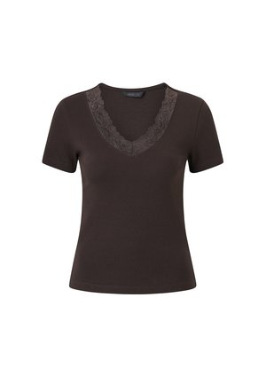 Ellos Collection, OBERTEIL MIT SPITZENDETAIL. - T-shirt print - brown