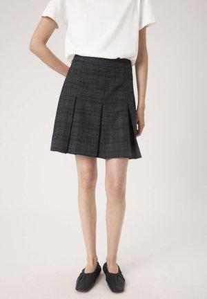 SLEVONNE AUGUSTINA SKIRT STUDIO - Falda acampanada - black suiting check