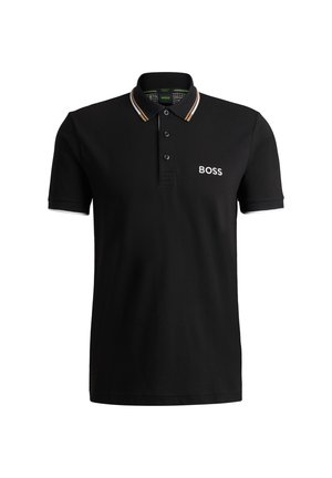 Zwarte polo gemaakt van katoen met een slim fit ontwerp. Bevat een drieknops sluiting, contrasterende kraag en geborduurd logo op de borst.
