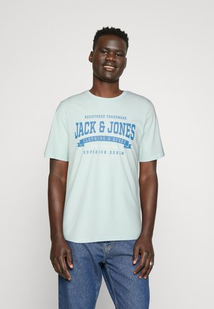 Jack & Jones ELOGO SS O-NECK COL - T-shirt med print - soothing sea melange