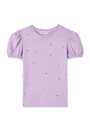 CON STRASS E MANICHE A PALLONCINO - T-shirt con stampa - lilla pastello