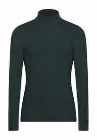 Top a dolcevita nero con maniche lunghe, realizzato in un morbido tessuto. Caratterizzato da una vestibilità aderente e una texture liscia, ideale per sovrapporre.