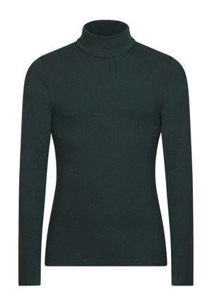 Top a dolcevita nero con maniche lunghe, realizzato in un morbido tessuto. Caratterizzato da una vestibilità aderente e una texture liscia, ideale per sovrapporre.