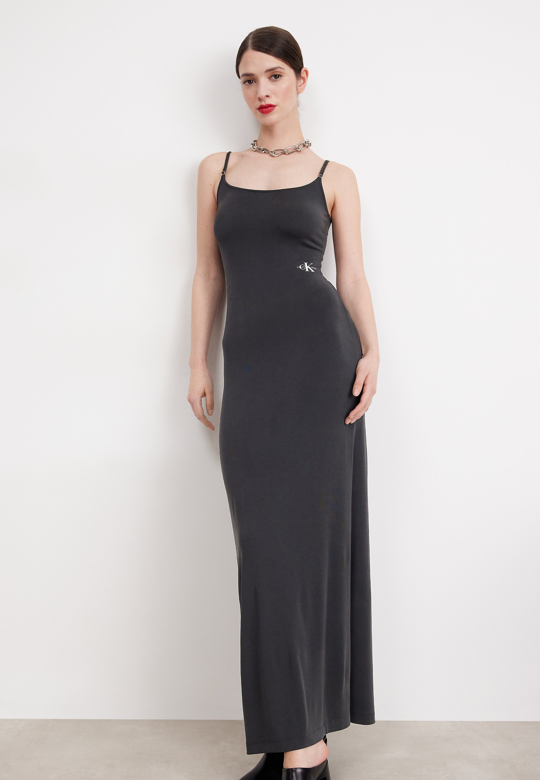 Calvin Klein Jeans LONG DRESS - Jersey dress - black - Zalando.co.uk