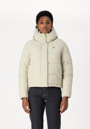 Calvin Klein Jeans MATTE MONOLOGO PUFFER SHORT - Žieminė striukė - pelican