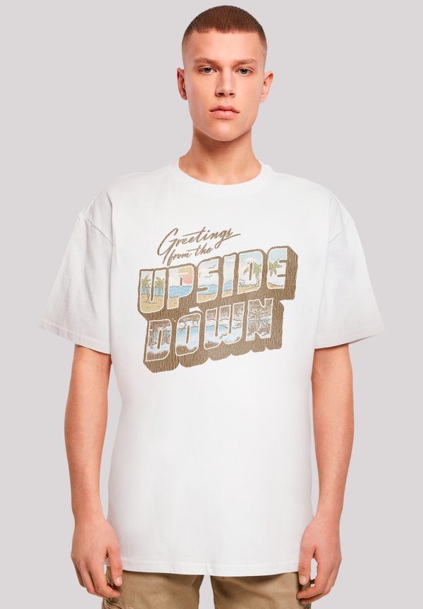 STRANGER THINGS GREETINGS FROM UPSIDE DOWN NETFLIX TV SERIES - T-Shirt print - weiß