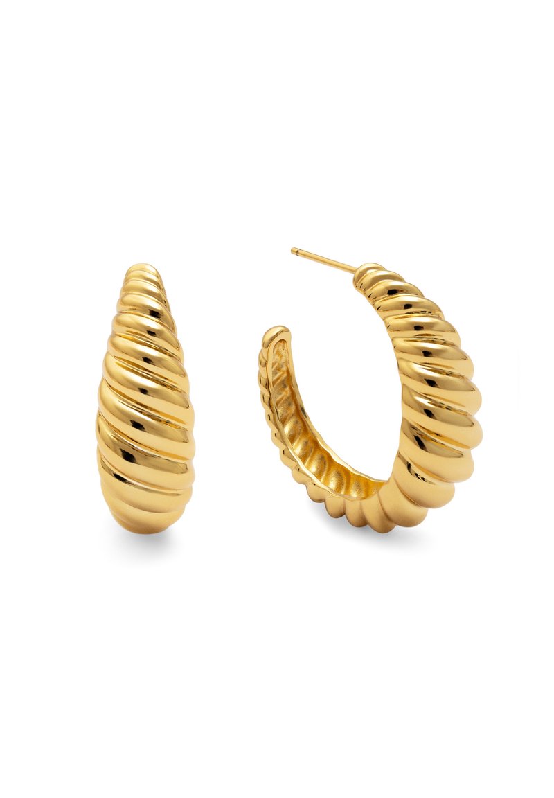 Pendientes Cordelia De Aro Trenzado - Latón Bañado En Oro De 18K, 31 Mm De Diámetro, Cierre De Silicona, Joyería Para Mujer