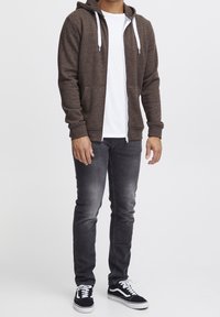 Solid Sudadera con cremallera - brown