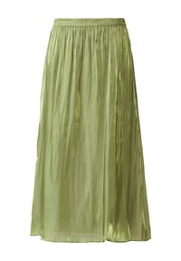 Jupe midi plissée en vert clair, fabriquée en tissu léger et brillant. Dotée d'une taille élastique et d'une silhouette fluide.