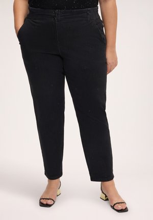 Fiorella Rubino, JEANS BALLOON BLACK CON APPLICAZIONI - Straight leg -farkut - nero