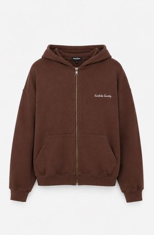 Kaotiko, HUMANS ARE EXHAUSTING UNISEX - Суитшърт с цип - brown